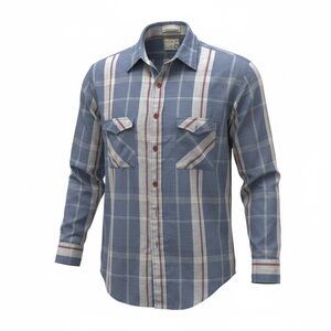 Vintage 80s Levi's Blue and White Plaid Button front Shirt.